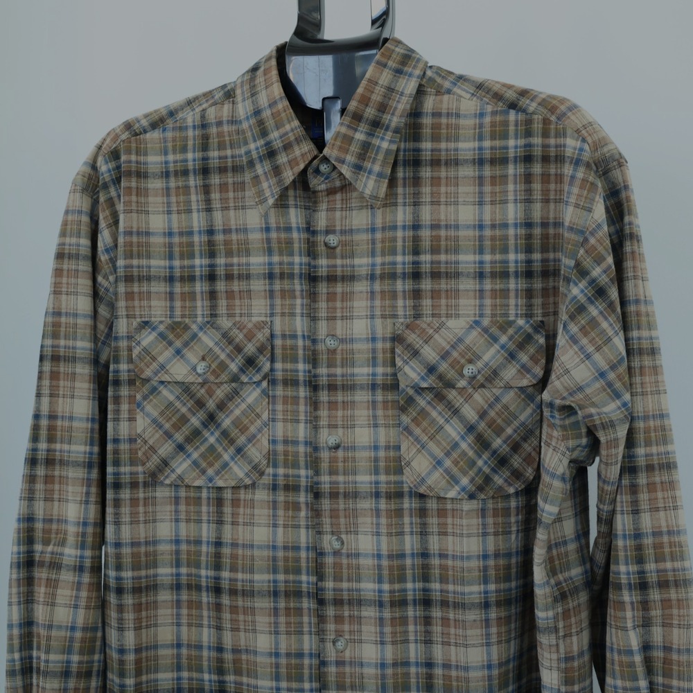 Pendleton Hiker‎ Shirt Men's XL Tan/Brown Plaid Long Sleeve Woven Cotton Outdoor - Picture 4 of 12